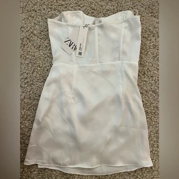 Zara NWT White Corset/ Bustier Mini Dress - Picture 6 of 7